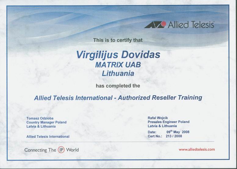 allied telesis sertificate matrix uab